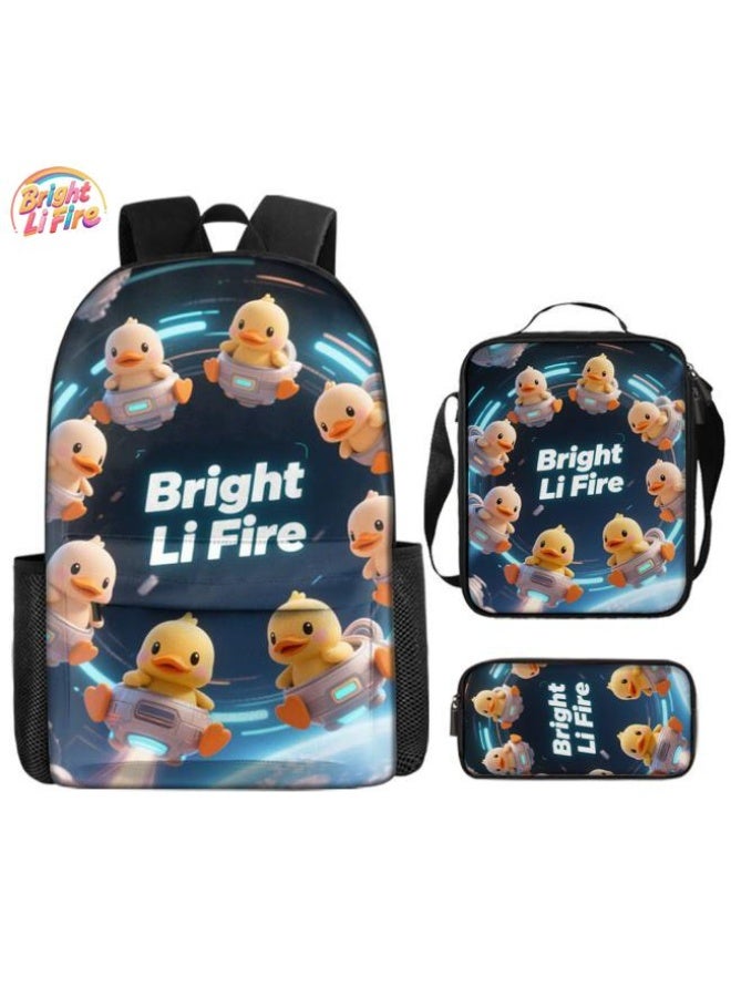 Bright Li Fire Cartoon bag three-piece set, easy to deal with various occasions (available for students, children, friends on outings, mountain climbing, schooling, etc.) | Shoulders + handbags + stationery bags | Back to school season/festival gifts - 16 - Image 1