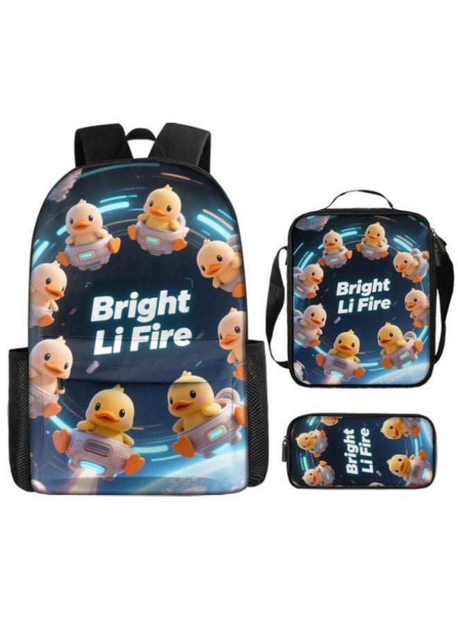 Bright Li Fire Cartoon bag three-piece set, easy to deal with various occasions (available for students, children, friends on outings, mountain climbing, schooling, etc.) | Shoulders + handbags + stationery bags | Back to school season/festival gifts - 16 - Image 2