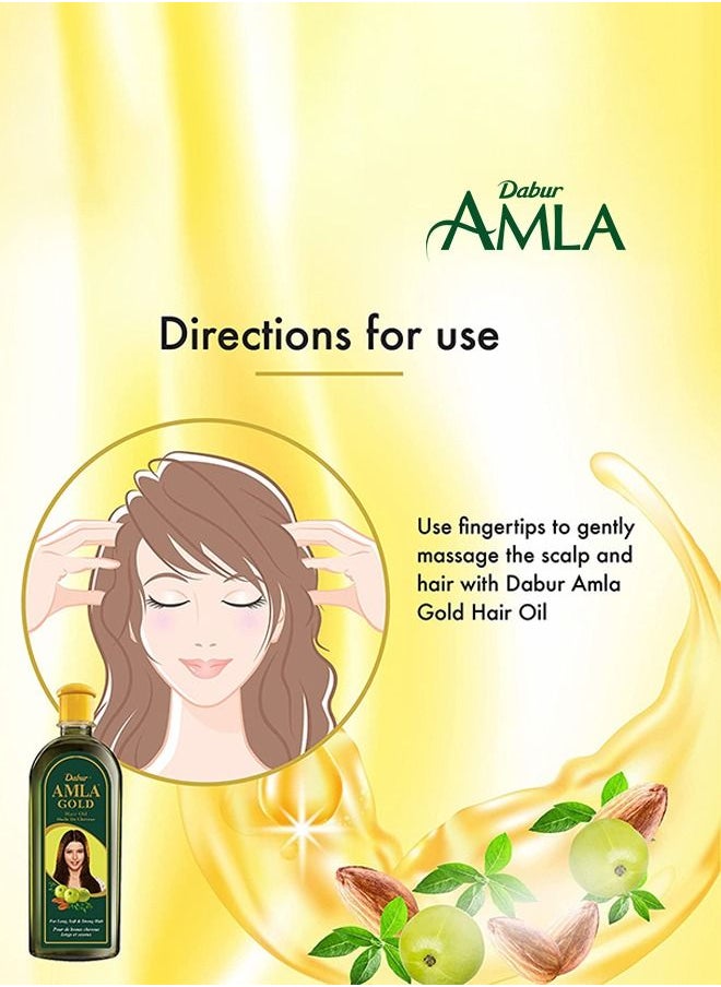 Dabur - Dabur Amla Gold Hair Oil Natural Care Enriched with Amla, Almond & Henna for beautiful, Long, Soft & Strong Hair - 200ml - Image 1