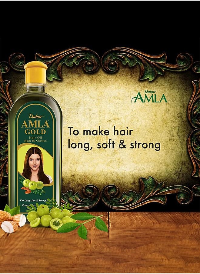 Dabur - Dabur Amla Gold Hair Oil Natural Care Enriched with Amla, Almond & Henna for beautiful, Long, Soft & Strong Hair - 200ml - Image 1
