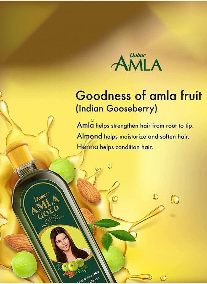 Dabur - Dabur Amla Gold Hair Oil Natural Care Enriched with Amla, Almond & Henna for beautiful, Long, Soft & Strong Hair - 200ml - Image 1