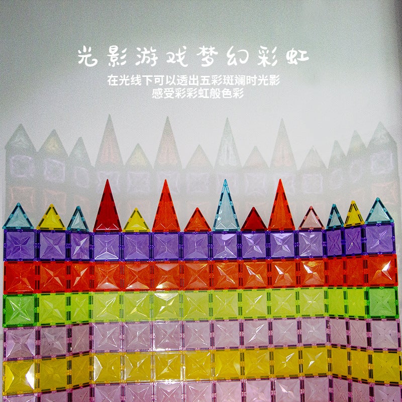 Children'S Diamond Face Color Window Magnetic Film Set Early Education Children'S Educational Stitching Building Blocks Magnetic Film Toys - Image 3
