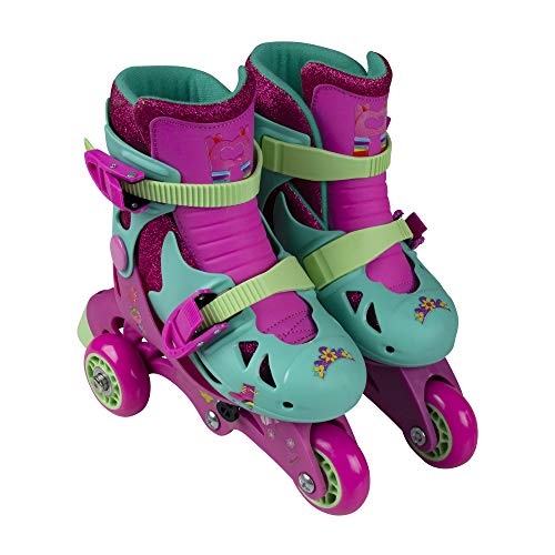 PlayWheels Trolls Glitter Convertible 2in1 Skates Junior Size 69 Switch Between TriWheel and Inline for Versatile Skating Fun Adjustable Fit with Secure Straps and Comfortable Padding - Image 1