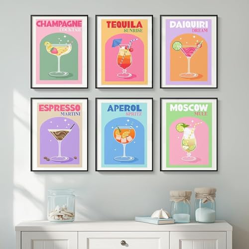 DAZZLEDOTS 6 Pack Diamond Art Kits for Adults, Cocktail Diamond Painting 5D Diamond Art Kits for Beginners Retro Cocktail DIY Full Drill Paint by Diamonds Dot Gem Art for Home Wall Decor 12x16Inch - Image 2