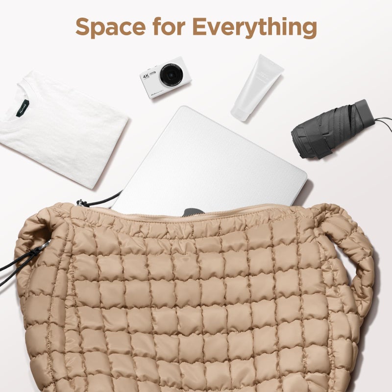 Babysun Puffer Tote Bag for Women Large Quilted Tote Bag Quilted Carryall Bag Soft Puffy Crossbody Bag Hobo Handbags Puff Purse - Image 5