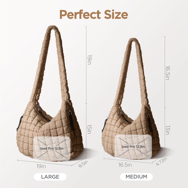 Babysun Puffer Tote Bag for Women Large Quilted Tote Bag Quilted Carryall Bag Soft Puffy Crossbody Bag Hobo Handbags Puff Purse - Image 2