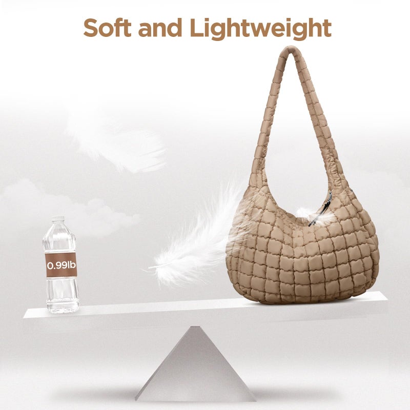 Babysun Puffer Tote Bag for Women Large Quilted Tote Bag Quilted Carryall Bag Soft Puffy Crossbody Bag Hobo Handbags Puff Purse - Image 4