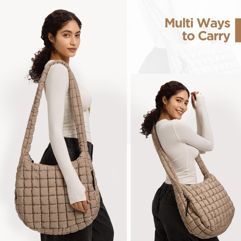 Babysun Puffer Tote Bag for Women Large Quilted Tote Bag Quilted Carryall Bag Soft Puffy Crossbody Bag Hobo Handbags Puff Purse - Image 3