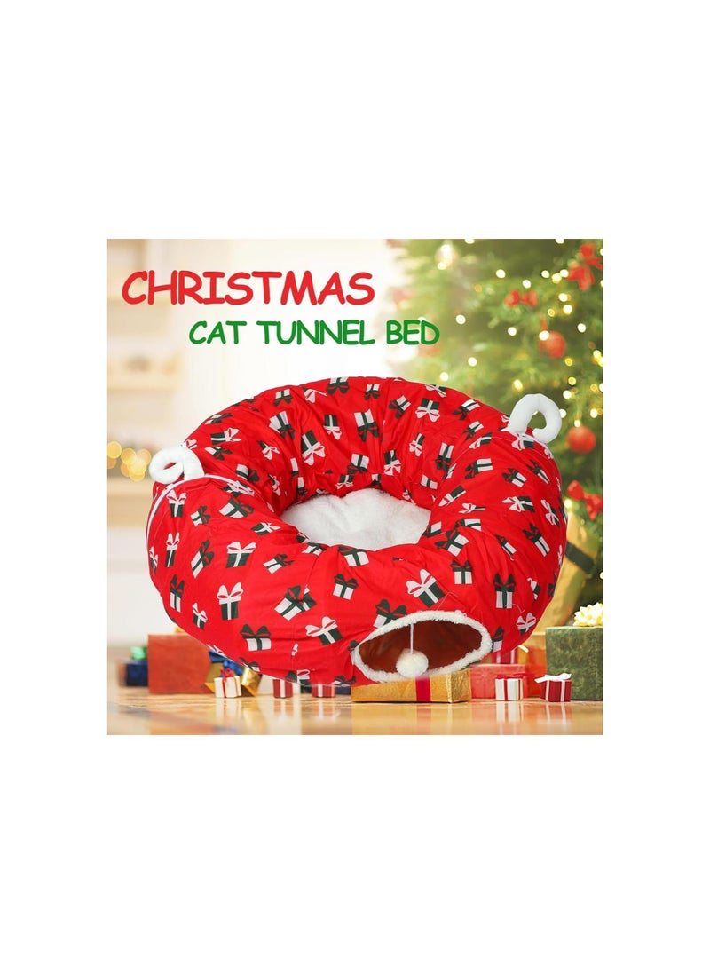 Generic - Christmas Cat Tunnel, Cat Tunnel Christmas Tree Skirt, Cat Tunnel Bed Under Christmas Tree, Circular Cat Tunnel Christmas Tree Skirt, for Medium and Small Cats (F) - Image 1