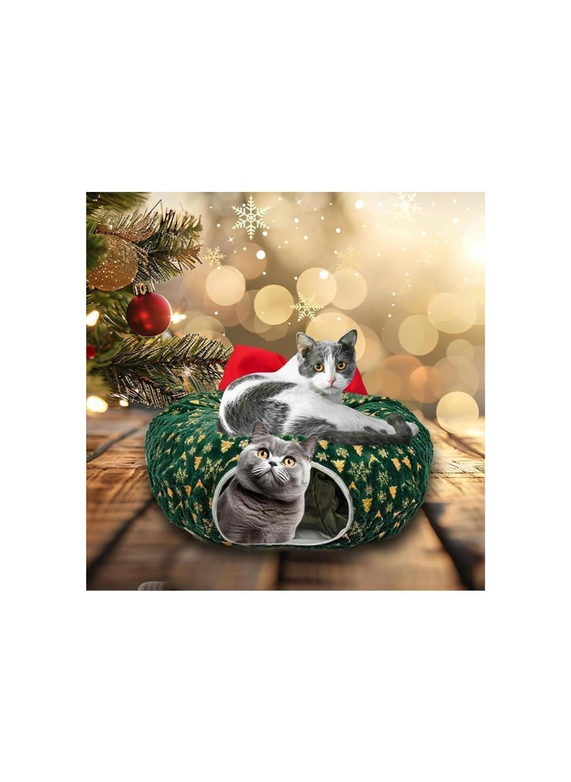 Generic - Christmas Cat Tunnel, Cat Tunnel Christmas Tree Skirt, Cat Tunnel Bed Under Christmas Tree, Circular Cat Tunnel Christmas Tree Skirt, for Medium and Small Cats (F) - Image 1