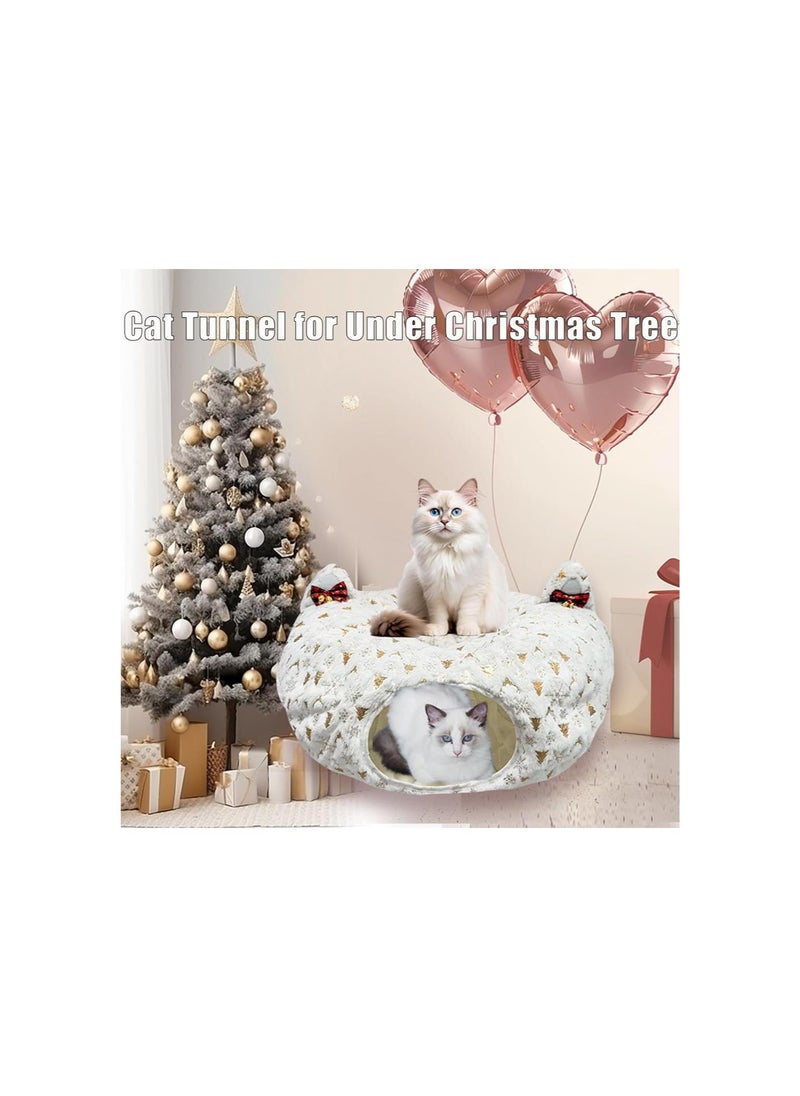 Generic - Christmas Cat Tunnel, Cat Tunnel Christmas Tree Skirt, Cat Tunnel Bed Under Christmas Tree, Circular Cat Tunnel Christmas Tree Skirt, for Medium and Small Cats (F) - Image 1