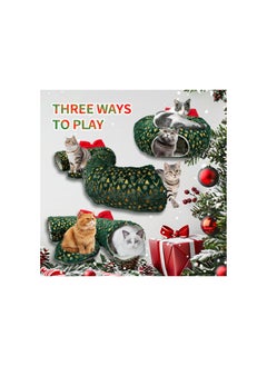 Christmas Cat Tunnel, Cat Tunnel Christmas Tree Skirt, Cat Tunnel Bed Under Christmas Tree, Circular Cat Tunnel Christmas Tree Skirt, for Medium and Small Cats (F)