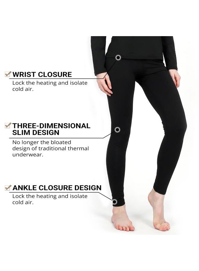 Herobiker Thermal Underwear Women Ultra-Soft Set Base Layer Top & Bottom Long Johns with Fleece Lined Winter Warm, Black, S - Image 3