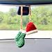 Motaney Handmade Hat and Stocking Rear View Mirror Accessories Cute Crochet Decoration Car Mirror Hanging Accessories Car Hanging Ornament and Bag Charm - Image 2