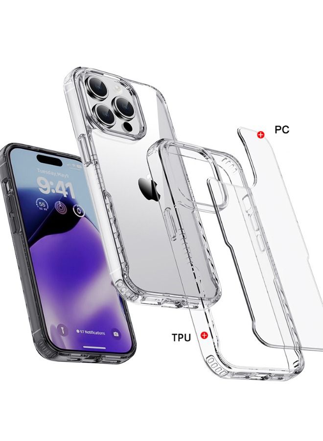 IPAKY iPhone 15 Pro Case, High Transparent PC Hard Backplane + TPU Soft Frame Protective Case, Anti-Drop Airbag Anti-Yellowing Case Cover Fit for Apple iphone 15 Pro (Clear) - Image 2