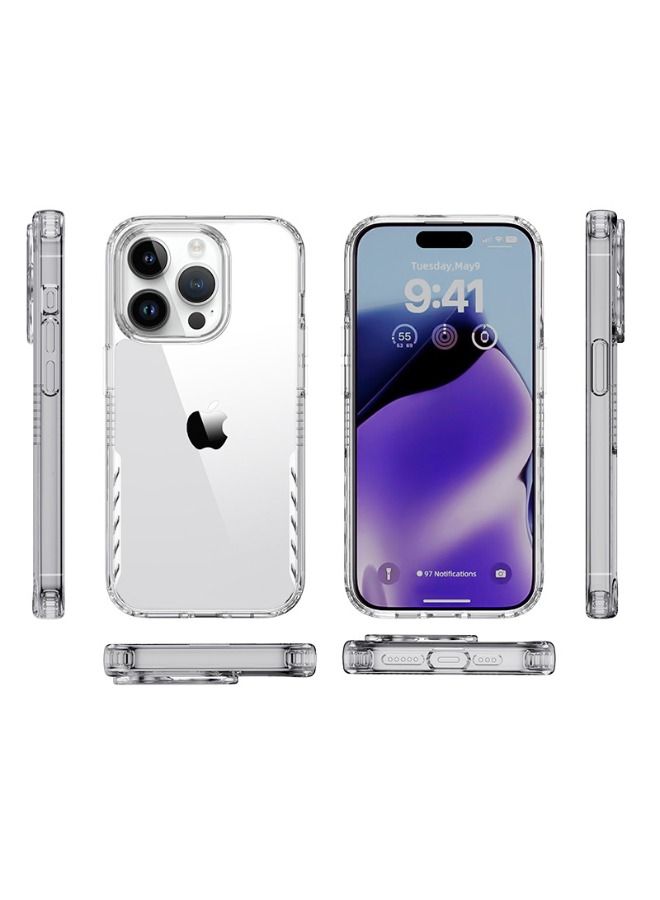 IPAKY iPhone 15 Pro Case, High Transparent PC Hard Backplane + TPU Soft Frame Protective Case, Anti-Drop Airbag Anti-Yellowing Case Cover Fit for Apple iphone 15 Pro (Clear) - Image 3