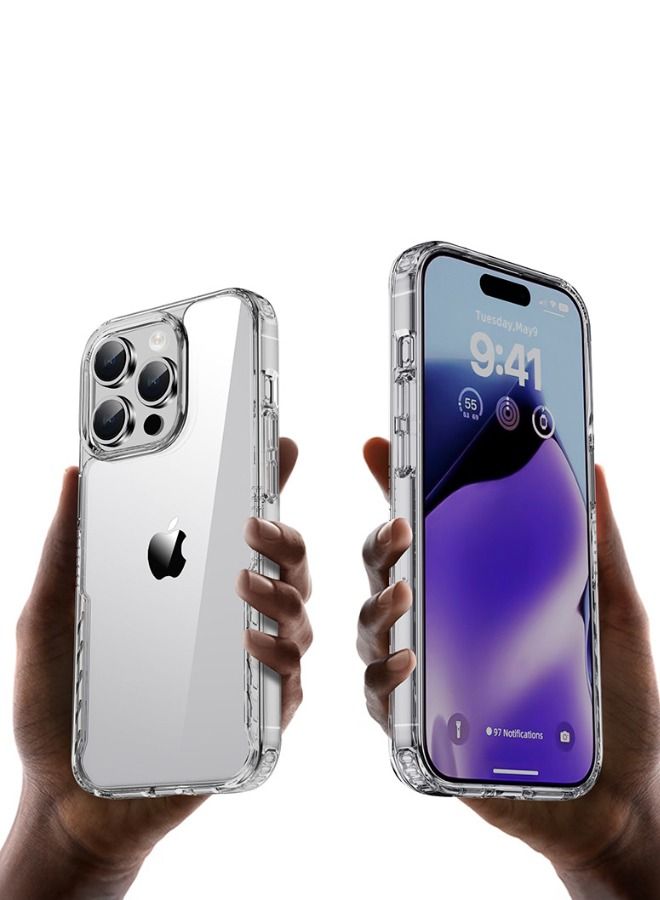 IPAKY iPhone 15 Pro Case, High Transparent PC Hard Backplane + TPU Soft Frame Protective Case, Anti-Drop Airbag Anti-Yellowing Case Cover Fit for Apple iphone 15 Pro (Clear) - Image 4