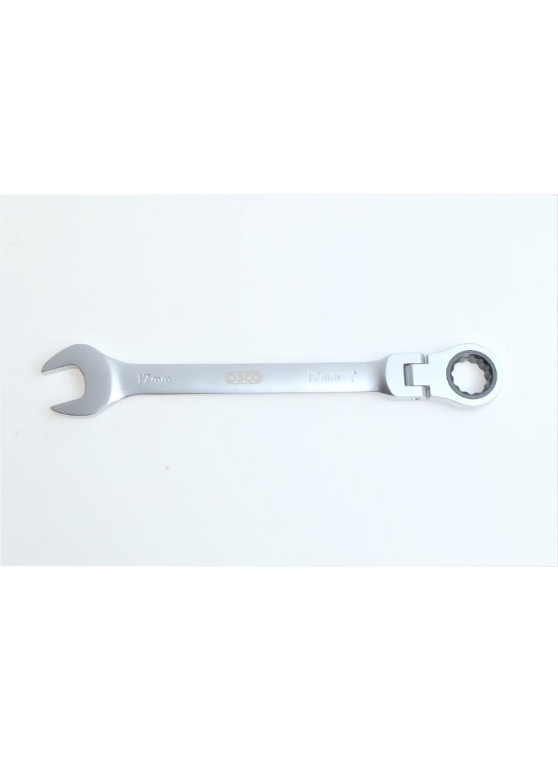 Osco 17mm Ratcheting Combination Wrench – Professional CR-V Open-End & Ratcheting Ring Spanner for Automotive Repair, Mechanical Maintenance, and Workshop Use - Image 1