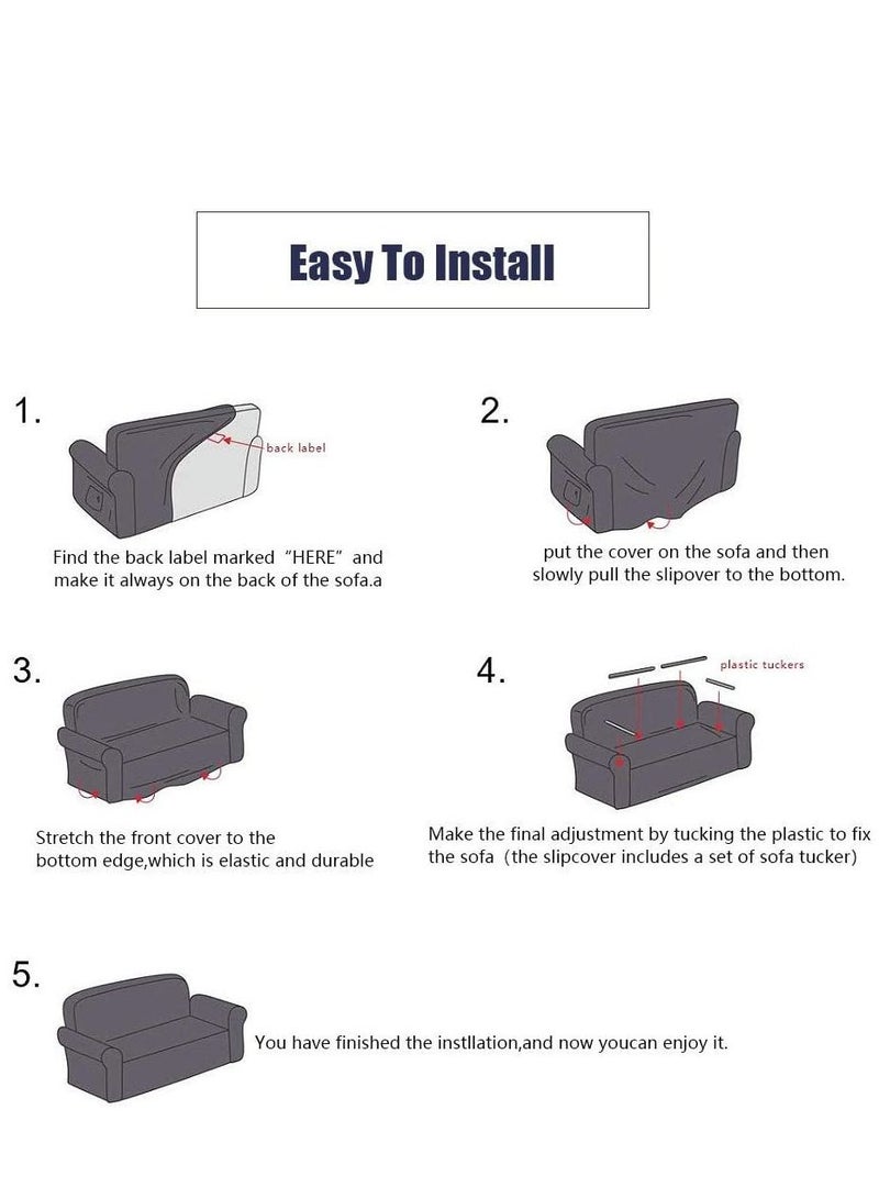 Sofa Covers 2 Seater High Stretch  Couch Universal Sofa Non Slip Furniture Protector (Grey)  - Image 4