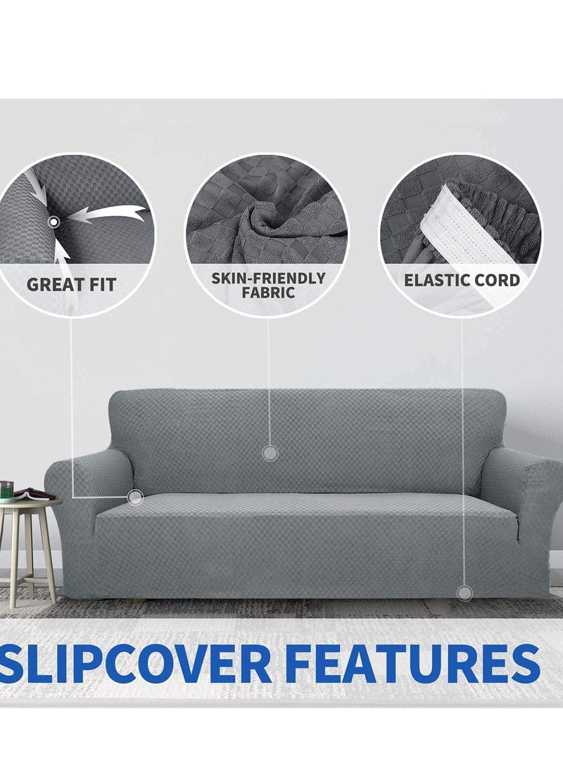 Sofa Covers 2 Seater High Stretch  Couch Universal Sofa Non Slip Furniture Protector (Grey)  - Image 5