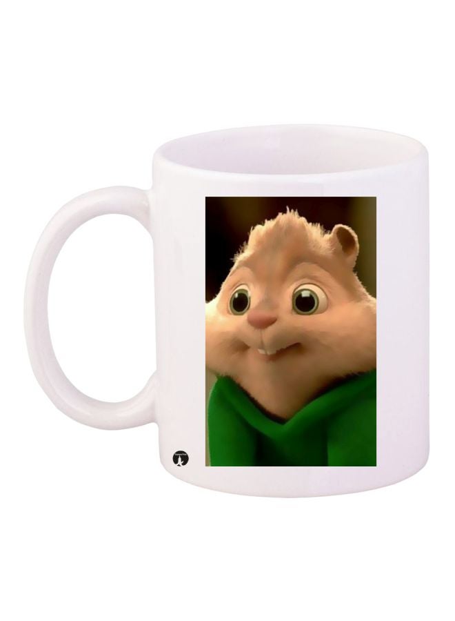 RYN Chipmunk Printed Coffee Mug White/Green/Brown 11ounce