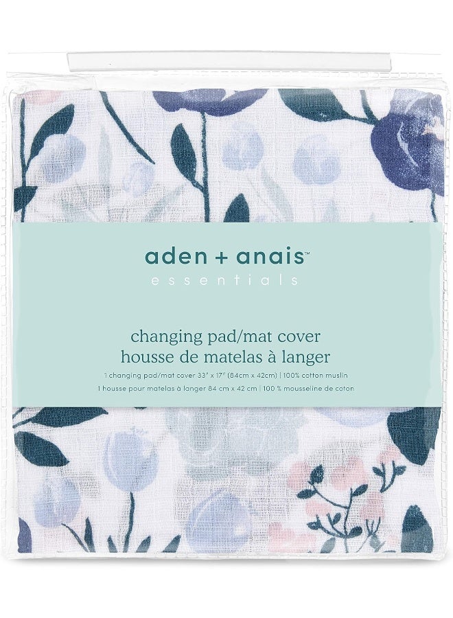 aden + anais Essentials Changing Pad Cover, 100% Cotton Muslin, Super Soft & Breathable, Tailored Snug Fit, Single, Flowers Bloom - Image 2