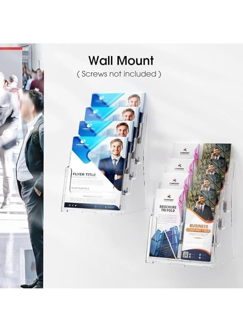 MARKQ [4 طبقات] حامل كتيبات أكريليك - حامل منشورات وكتالوجات شفاف لعرض الكتيبات والمستندات والأدبيات، حامل للتثبيت على الحائط أو الطاولة - Image 4