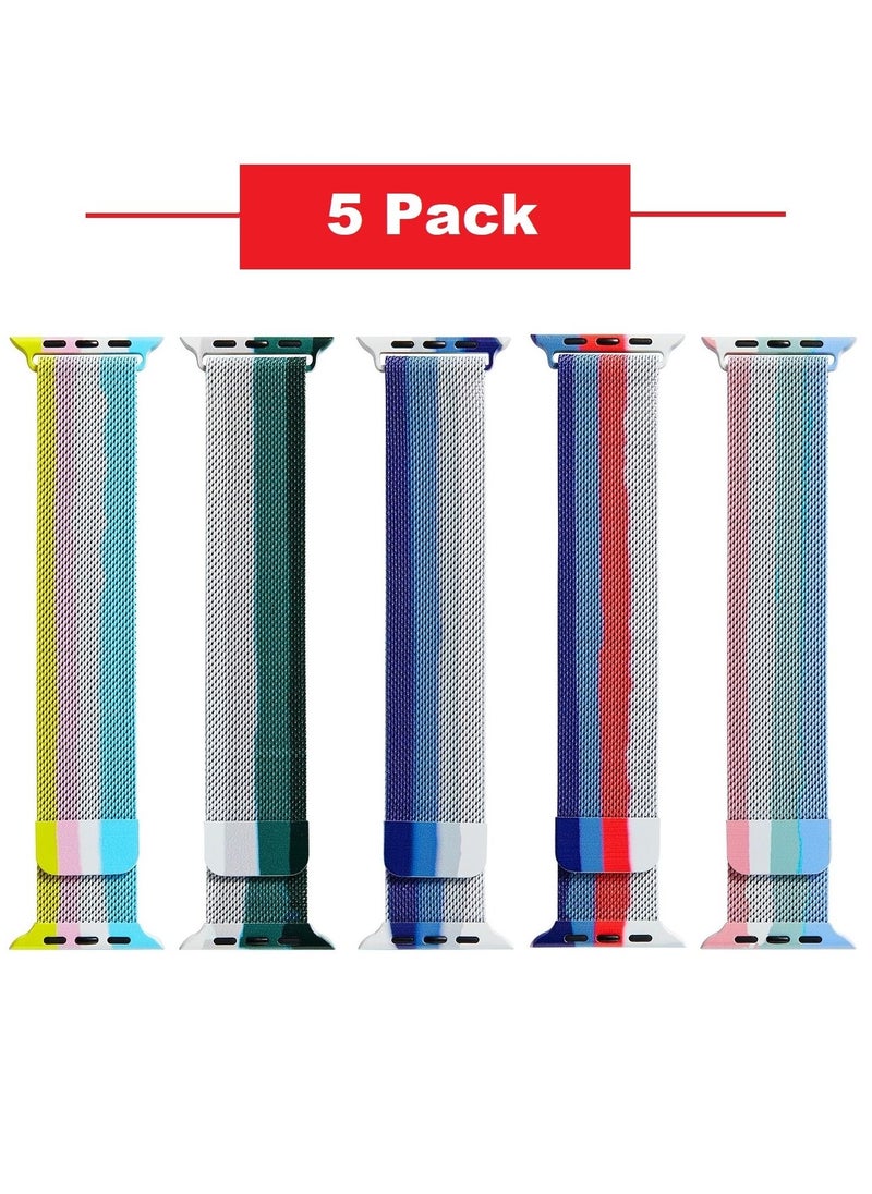 CATANES - 5Pack Apple Watch 45mm 44mm 42mm Milanese Mesh Stainless Steel Magnetic Closure Band Compatible with iWatch Series 7/SE/6/5/4/3/2/1 - Image 1