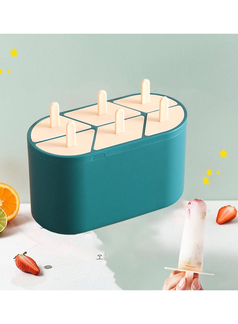 NIBEMINENT Kids Silicone Popsicle Molds Ice Pop Maker BPA Free Set of 6 Food Grade Cream DIY Toddler Oval Sticks Moulds Dishwasher Safe (Green) - Image 1