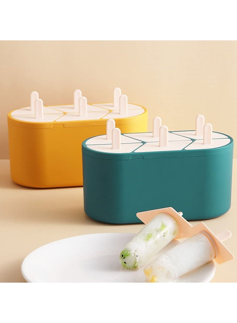 NIBEMINENT Kids Silicone Popsicle Molds Ice Pop Maker BPA Free Set of 6 Food Grade Cream DIY Toddler Oval Sticks Moulds Dishwasher Safe (Green) - Image 2