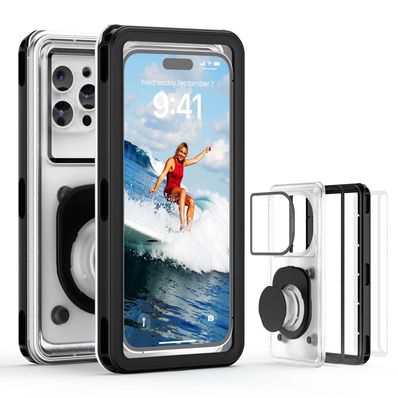 APRUT Waterproof Phone Pouch Case 75 2025 Upgraded IPX8 Waterproof Phone Case for Snorkeling Universal Fit for iPhone 16 Pro Max 15 14 13 Galaxy S25 Beach Vacation Essentials Black - Image 2
