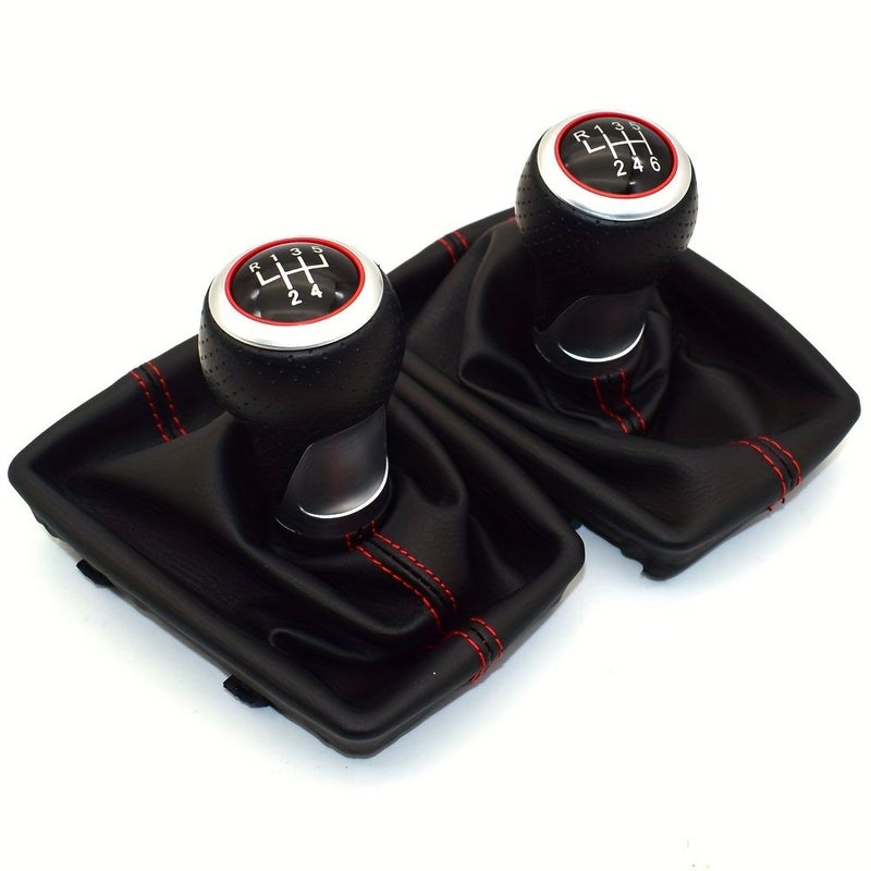 Gear Shift Knob Lever Handle 5 Speed Red For Audi A4 B6 B7 2000-2008 Manual Transmission Dust Proof Cover Vehicle Upgrade Precision Fit Car Accessory - Image 1
