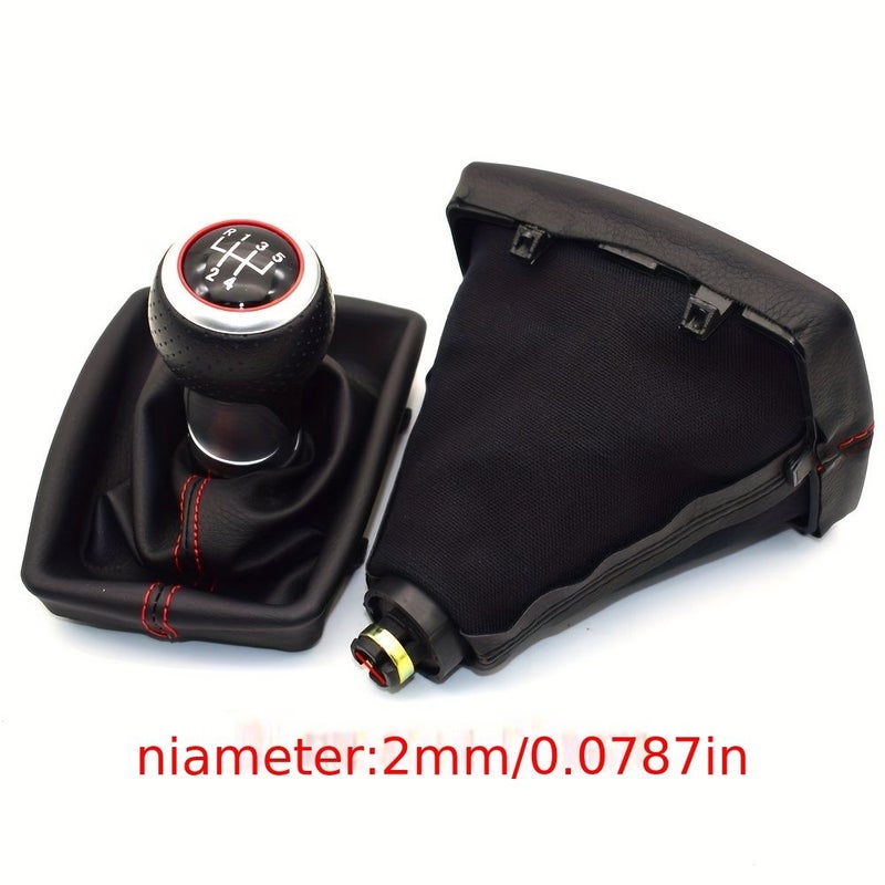 Gear Shift Knob Lever Handle 5 Speed Red For Audi A4 B6 B7 2000-2008 Manual Transmission Dust Proof Cover Vehicle Upgrade Precision Fit Car Accessory - Image 3