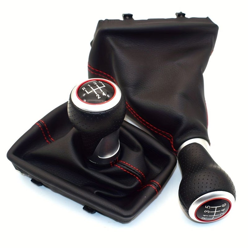 Gear Shift Knob Lever Handle 5 Speed Red For Audi A4 B6 B7 2000-2008 Manual Transmission Dust Proof Cover Vehicle Upgrade Precision Fit Car Accessory - Image 2