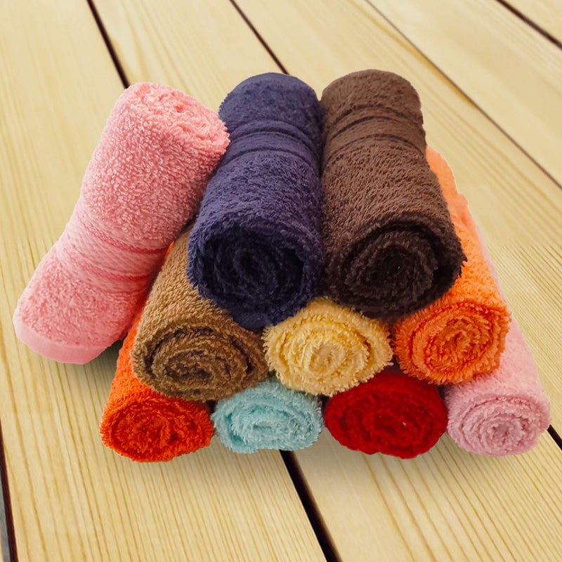 KSC Shop KSC Shop Luxury Pack of Cotton Pieces Face Towel Hanky 500 GSM Ultra Soft Extra Absorbent Coffee Navy Blue Red Baby Pink Brown Sky Blue Rose Pink Peach Rust Yellow - Image 2