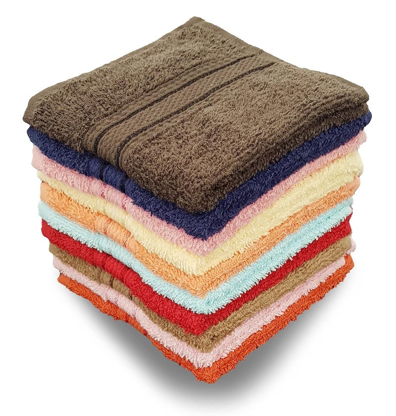 KSC Shop KSC Shop Luxury Pack of Cotton Pieces Face Towel Hanky 500 GSM Ultra Soft Extra Absorbent Coffee Navy Blue Red Baby Pink Brown Sky Blue Rose Pink Peach Rust Yellow - Image 1