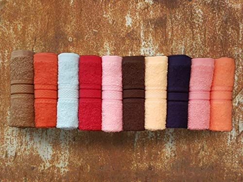KSC Shop KSC Shop Luxury Pack of Cotton Pieces Face Towel Hanky 500 GSM Ultra Soft Extra Absorbent Coffee Navy Blue Red Baby Pink Brown Sky Blue Rose Pink Peach Rust Yellow - Image 5