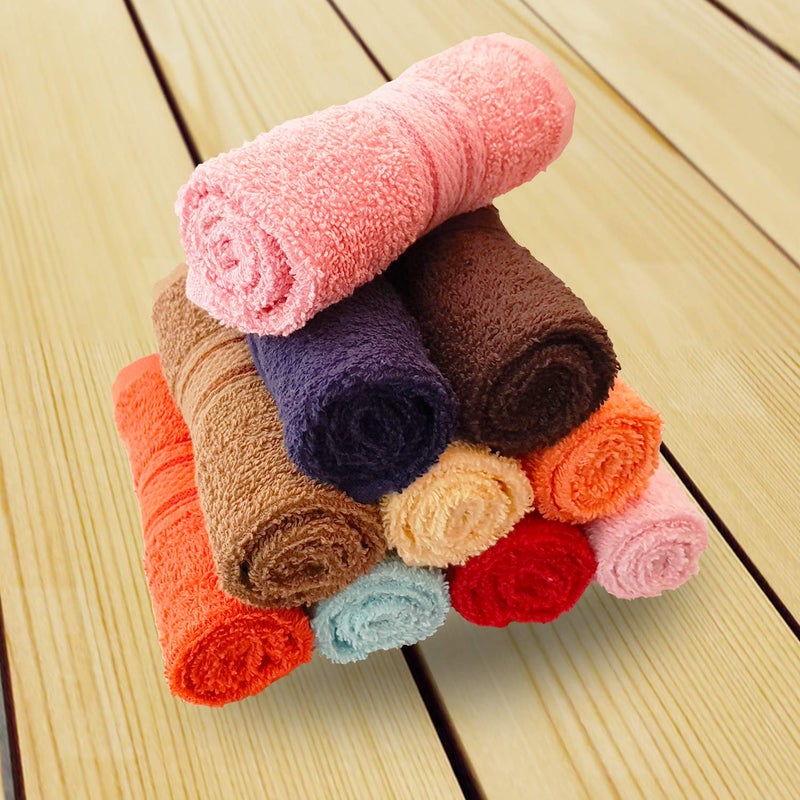 KSC Shop KSC Shop Luxury Pack of Cotton Pieces Face Towel Hanky 500 GSM Ultra Soft Extra Absorbent Coffee Navy Blue Red Baby Pink Brown Sky Blue Rose Pink Peach Rust Yellow - Image 4