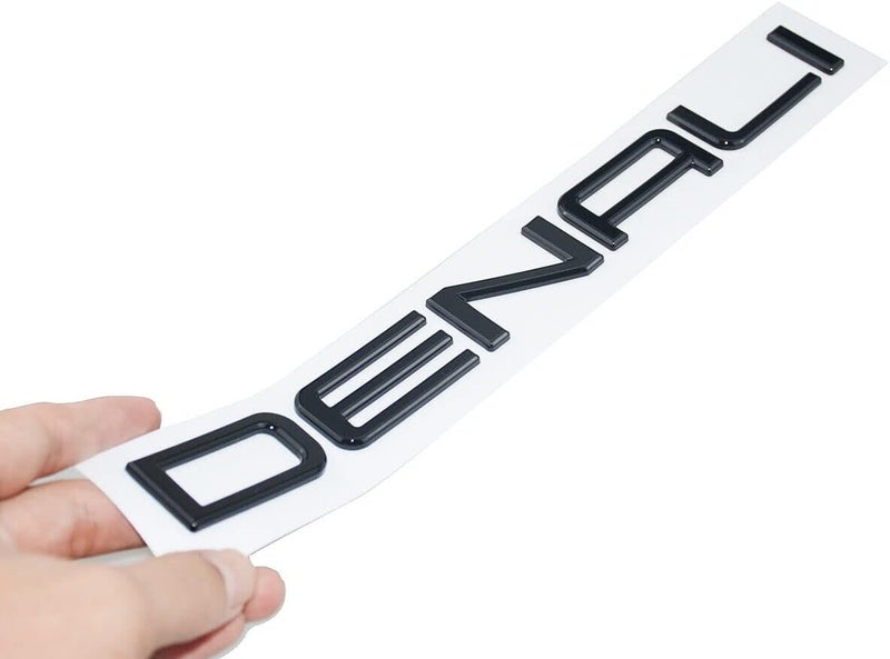 Aimoll Pair Set Front Door Right and Left Denali Emblem Nameplate 3D Badge Liftgate Sticker Replacement for 01-08 Denali Envoy Yukon (Gloss Black) - Image 5