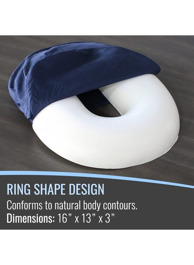 DMI Seat Cushion Donut Pillow and Chair Pillow for Tailbone Pain Relief, Hemorrhoids, Prostate, Pregnancy, Post Natal, Pressure Relief and Surgery, 16 x 13 x 3, Navy - Image 3