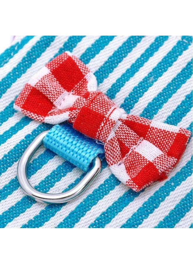 Stock Show Stock Show Small Pet Outdoor Walking Harness Vest and Leash Set with Cute Bowknot Decor Chest Strap Harness for Rat Ferret Hamster Squirrel Clothes Accessory, Blue Stripe  - Image 5