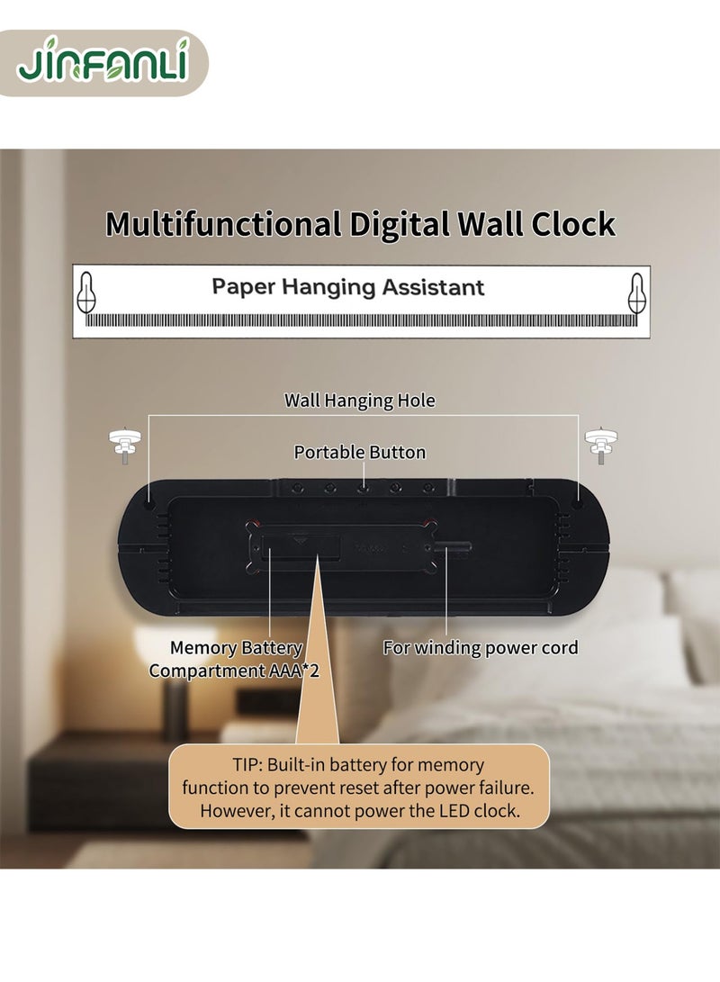 جين فان ل أنا ساعة حائط رقمية، شاشة كبيرة، ساعة منبه 14 بوصة، جهاز تحكم عن بعد، إضاءة محيطة، عشرة مستويات حساسية ضوء تلقائية، ساعة رقمية LED، ساعة كبيرة مع التاريخ ويوم الأسبوع ودرجة الحرارة - Image 4