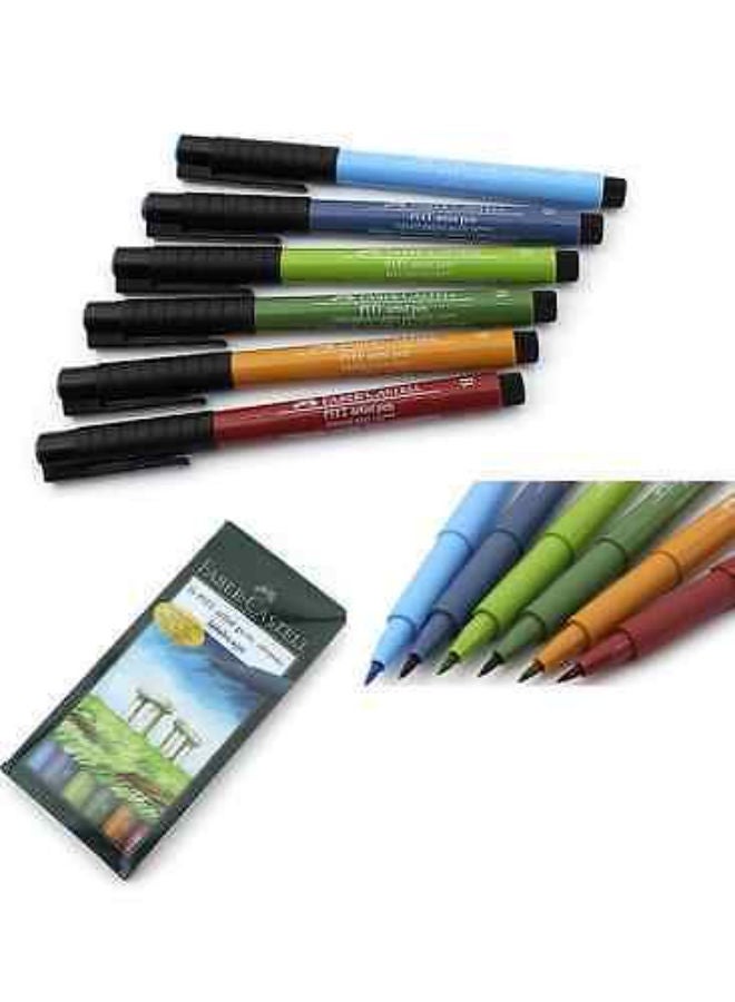 فابير كاستل مجموعة أقلام فرشاة الفنان من بيت - مجموعة ألوان طبيعية مكونة من 6 قطع - Image 1