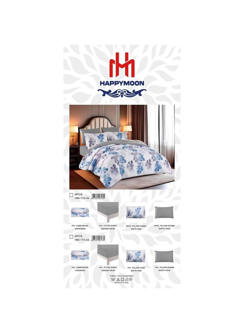 HAPPYMOON 4-Piece Oversized Single Comforter Bedding Set 230x170 cm, 350 GSM Comforter with Fitted Sheet, Pillow Shams & Pillowcases, Soft Printed Bedding Set - Image 2