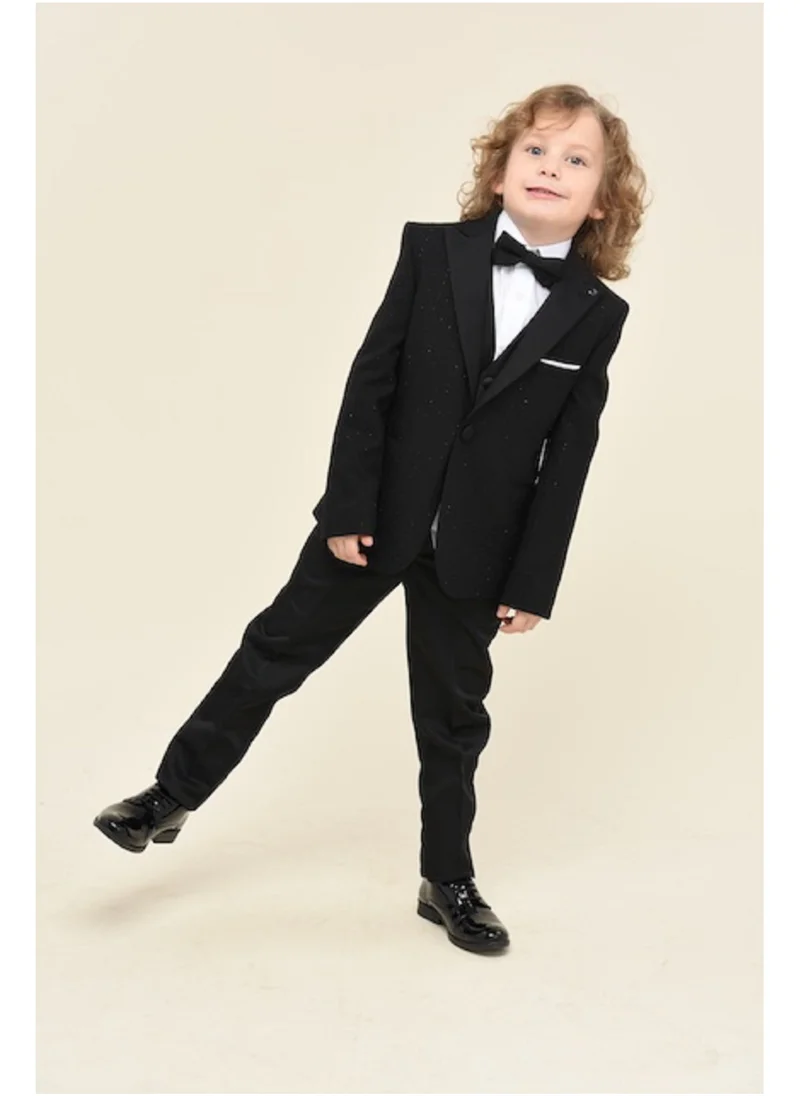 VIA BAMBINO Formal Boys Black Suit 9088