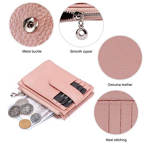 Fependu Slim Wallet for Women Thin Womens Card Holder RFID Blocking Genuine Leather Small Wallets Pearl Pink - Image 5