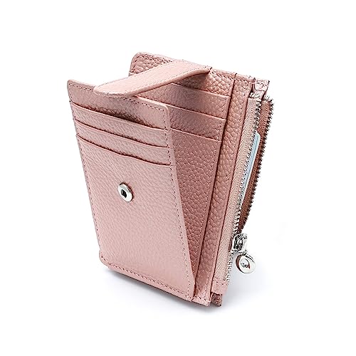 Fependu Slim Wallet for Women Thin Womens Card Holder RFID Blocking Genuine Leather Small Wallets Pearl Pink - Image 1