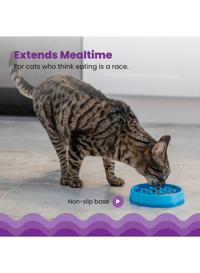 Catstages Kitty Slow Feeder Cat Bowl, Blue - Image 3