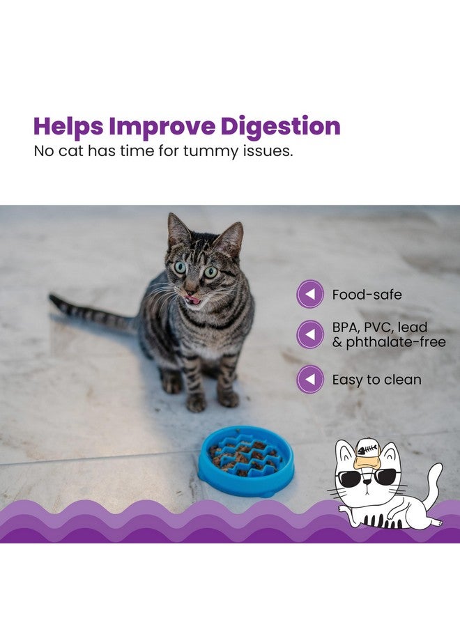 Catstages Kitty Slow Feeder Cat Bowl, Blue - Image 4