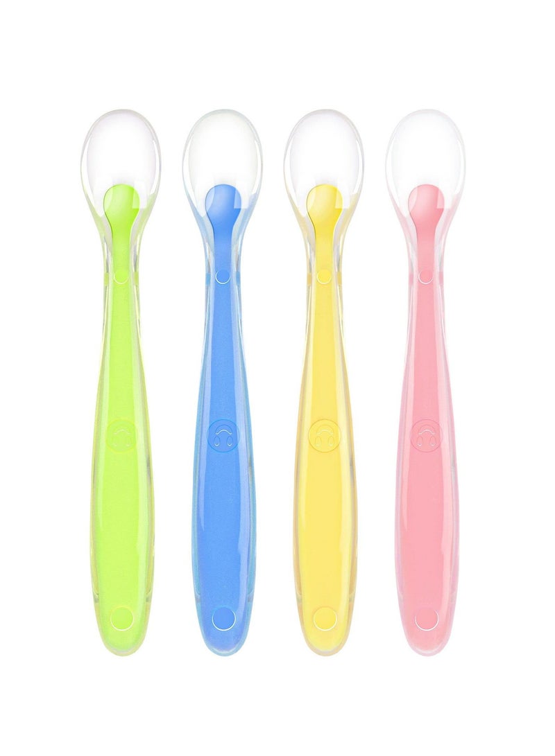 Winner 4Pcs Silicone Spoons Ergonomic Design For Easy For Teething Relief Random Colors For Learning To Self Feed - Image 1